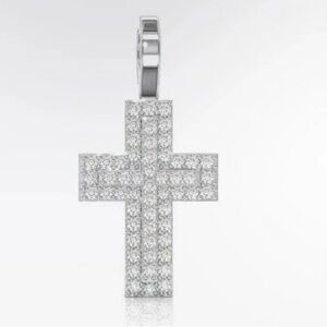 Icebox TWO LAYER CROSS DIAMOND PENDANT 14K SOLID GOLD 0.25CTW VS Diamonds